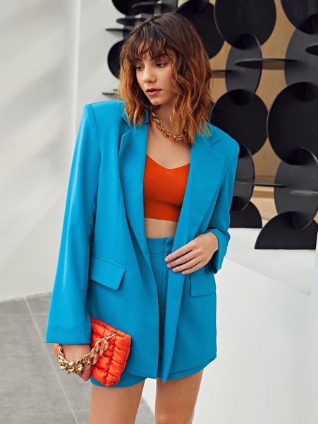 

lapel collar flap detail solid blazer m3vu#, White