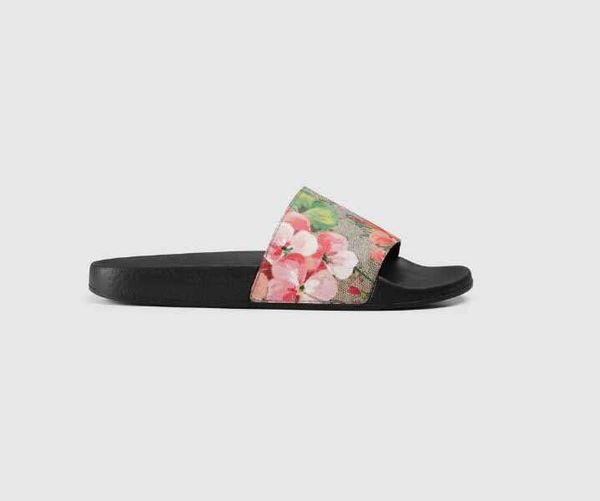 

2021 flower designer g rubber slide sandal floral brocade men slipper gear bottoms flip flops women striped beach causal slippers with box, Black