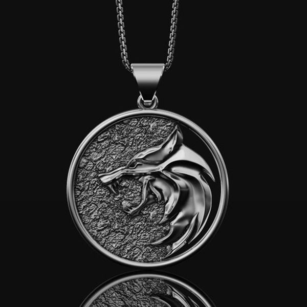 

wolf necklace metal slavic viking jewelry punk animal pendant neclace men women gift, Silver