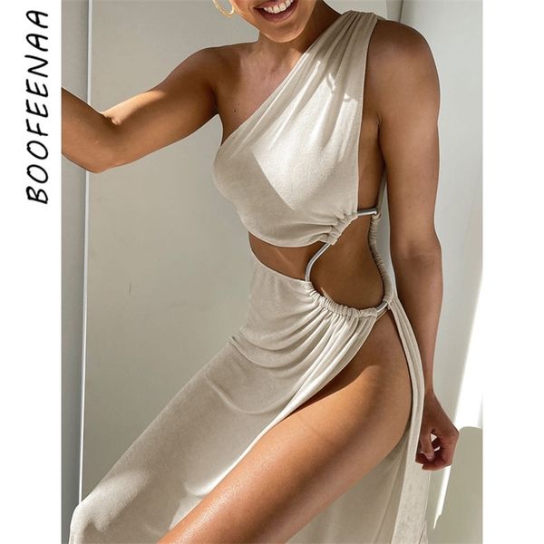 

boofeenaa asymmetric cutout one shoulder high split long maxi dresses for women fashion party vacation outfits c66dg43 220620, Black;gray
