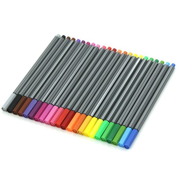 24 FineLiner Color Pen Definir Linha fina de esboço de desenho de artes de desenho para grafiteiro de grafite fibra de gancho Y200709