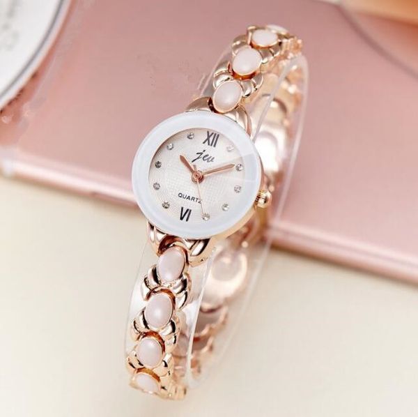 Mulheres assistem nova bracelete de damas de ouro rosa Rose Relógio Crystal Contas Relógio de moda Feminino para presentes de Natal para presentes de Natal