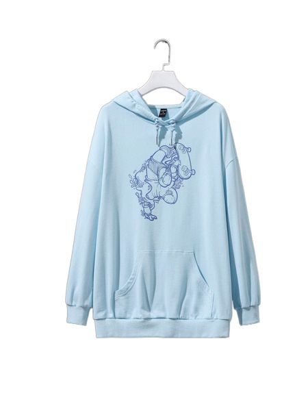 

x danzhuhu cartoon graphic drop shoulder hoodie i3pb#, Black