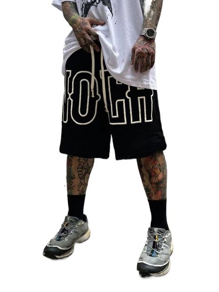 

men letter graphic drawstring waist shorts q2er#, White;black