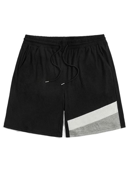 

men contrast panel drawstring waist shorts u6qw#, White;black