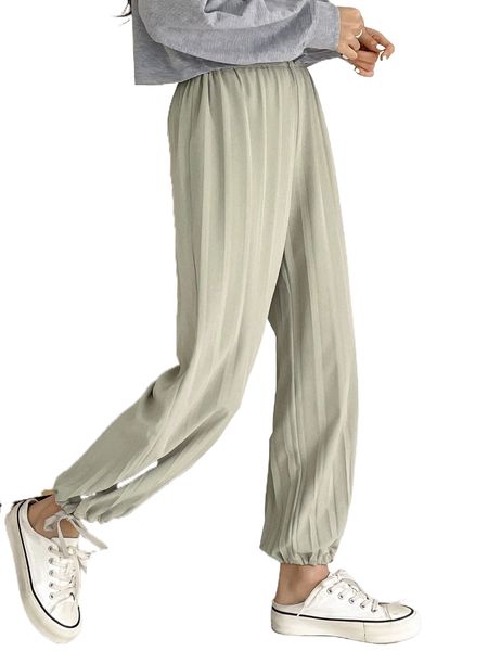 

dazy fold pleated knot hem pants 79rj#, Black;white