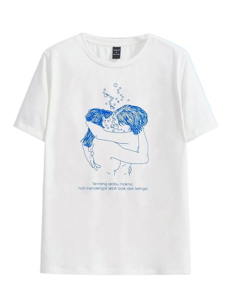 

x risfloat slogan & figure graphic tee 55av#, White