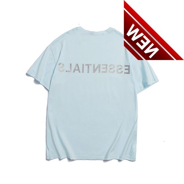 

2020ss essentials3m reflective street blue men's and women's short sleeves, White;black