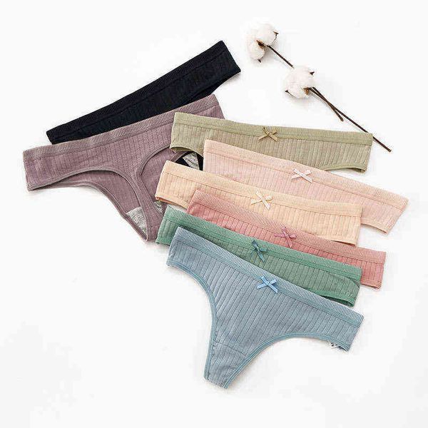 

3pcs/lot women's cotton g-string thong panties string underwear women briefs lingerie pants intimates ladies solid low-rise w220324, Red;black
