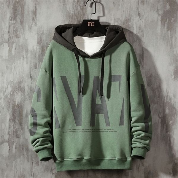 

casual hoodies men o-neck autumn male hooded sweatshirt letter printing mens hip hop high streetwear pullover clothes 201126, Black