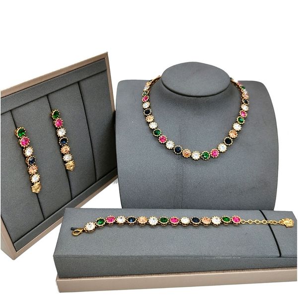 

shop 80% off clearance earrings women's fashion temperament necklace heavy industry color diamond jewelry earrings straight, Black