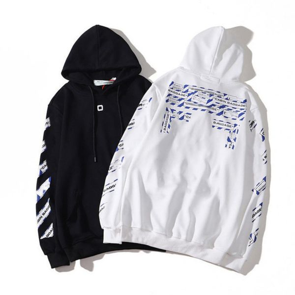 

mens fashion classic offs hoodies loose sweatshirts zipper hoodie cotton pullover long sleeved back oil paint arrow x men women hooded jack, Black