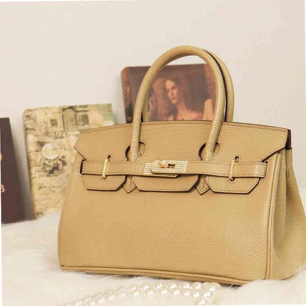 

2022 autumn winter new diamond inlaid horizontal bag crocodile bag leather women's bag one shoulder handbag