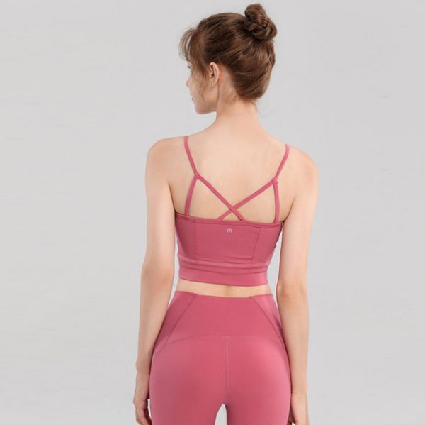 

lulu bras brand beautiful back yoga vest women's shockproof gathering shaping fitness bra sports underwear lu-wb9203 b6i4, Red;black