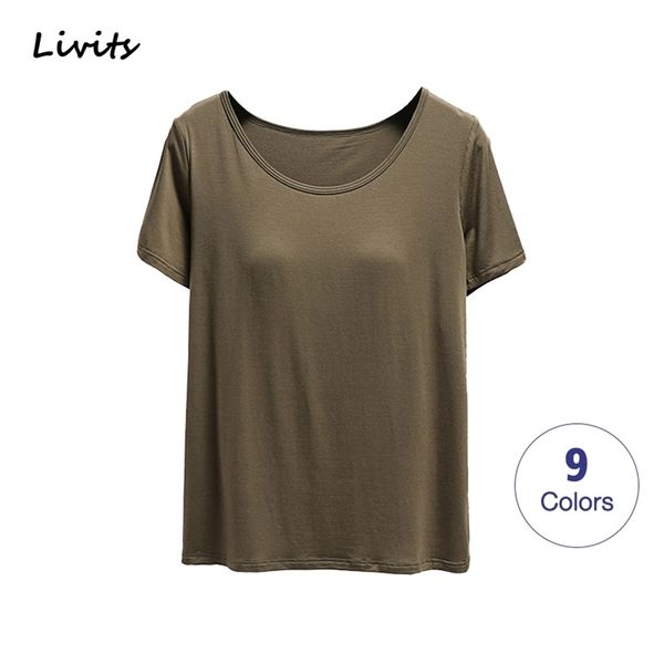 

women tshirts builtin bra padded pushup stretchable modal tshirts short sleeve casual korean sa0762 210317, White