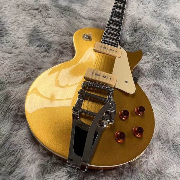 

classic famous electric guitar, p90 quality pickup system, big gold powder noodles, professional performance level, delivery to the door.