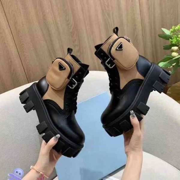 

boots quality rois martin boot women ankle genuine leather military combat models platform bag triple cowhide motorcycle shoes with box, Black