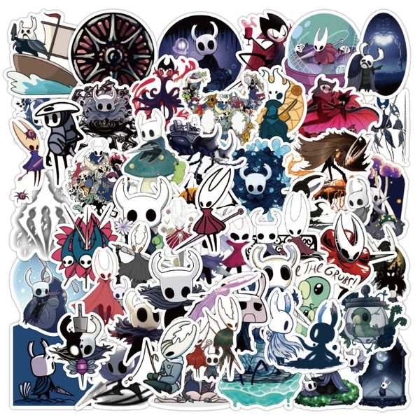 50 pz/lotto Hollow Knight Cartoon Gioco Graffiti Adesivi Impermeabile Skateboard Valigia Moto Bottiglia D'acqua Decalcomanie Adesivi