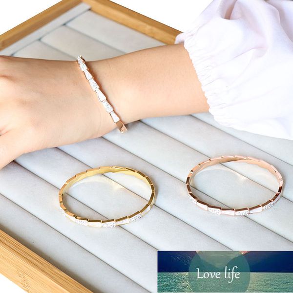 

bangle european and american fashion cool gold-plated titanium steel bracelet stainless steel white shell rose gold bracelets, Black