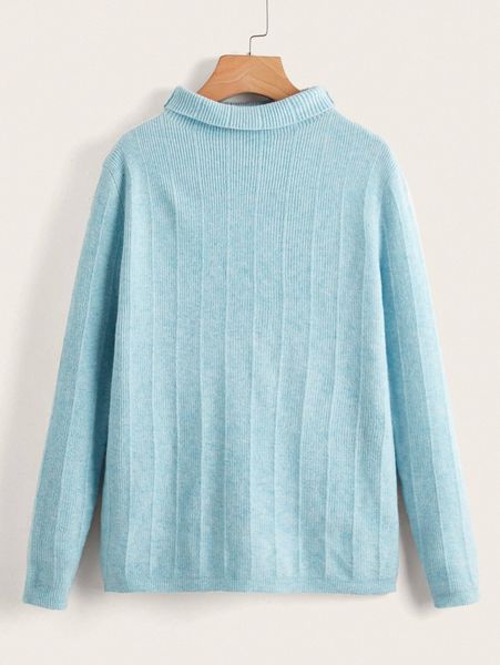 

mock neck ribbed knit sweater s15s#, White;black