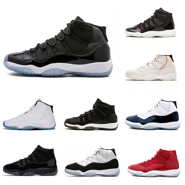 

space jam platinum tint jumpman xi 11s 11 men basketball shoes athletic mens outdoor sports sneakers grey suede gamma blue cap and gown 25th, Black