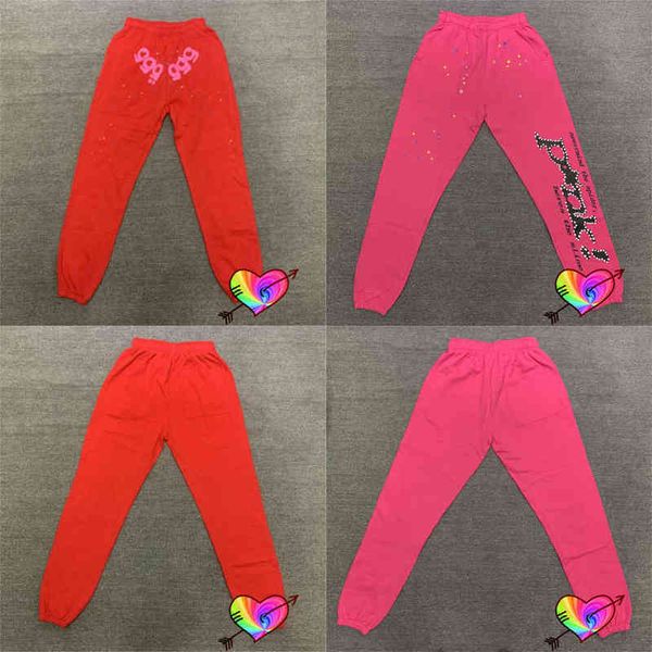 

2022 young thug spider pants men women puff print sp5der 555555 sweatpants loose hip hop terry trousers t220803, Black