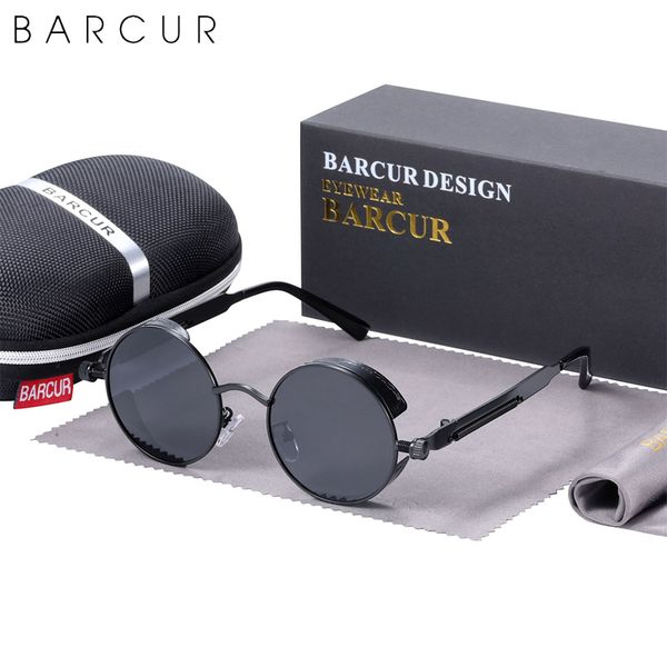 

barcur retro round steampunk design sunglasses women polarized men sun glasses mirror eyewear night vision trend styles uv400 220510, White;black