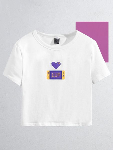 

x timanima heart print crop tee p8vv#, White