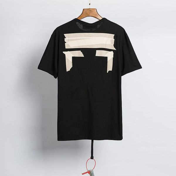 

brand classic fashion mens t shirts offs summer designer women loose tees quality t-shirt letter arrow oil painting black white tshirts lux, White;black