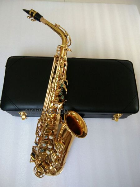 

new alto saxophone gold lacquer sax professional musical instruments with mouthpiece hard case