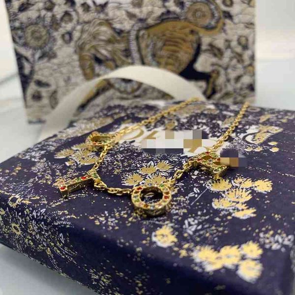 

new necklace trend inlaid color diamond letter necklace red same necklace female, Black