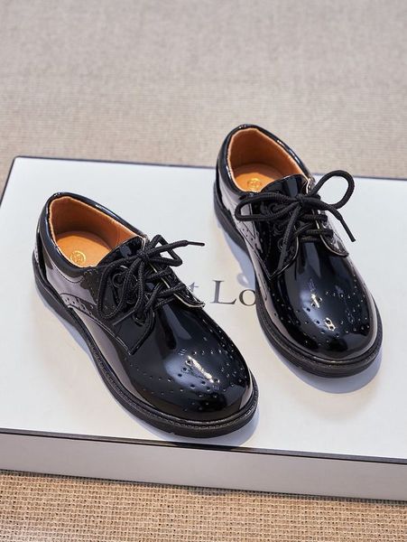 

boys lace-up front flat oxfords she01, Black;grey