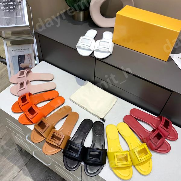 

designer sandals baguette sandals women slippers fashion flat slipper wide-band slides leather outdoor slandal black white red comfort shoes