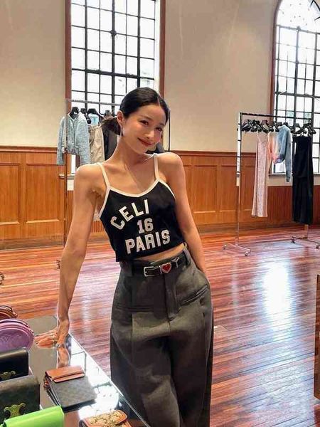 

75% off factory direct online ce 22 spring summer black letter white border sticker embroidery bra suspender vest pattern female