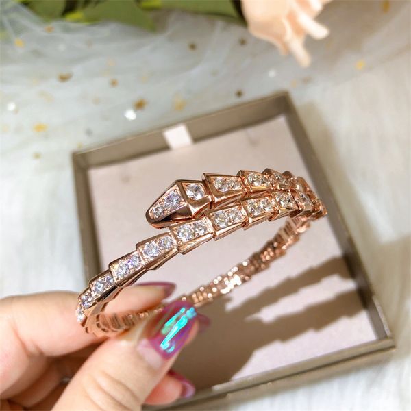 braccialetto in oro rosa gioielli firmati per donna braccialetto d'amore gioielli di design di lusso fascino serpente in argento nobile amicizia diamante braccialetti serpente per San Valentino