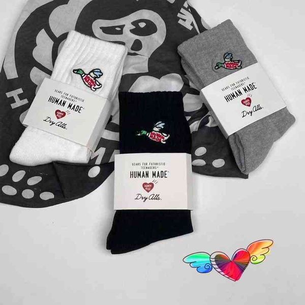 

2021 human made socks men women duck embroidery human made socks casual cotton stockings wear t220721, Black