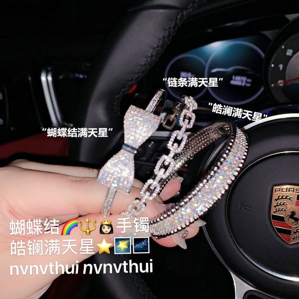 

bright streamer haolan gemstone bracelet 18k gold plated gypsophila jewelry zircon bracelet chain, Silver