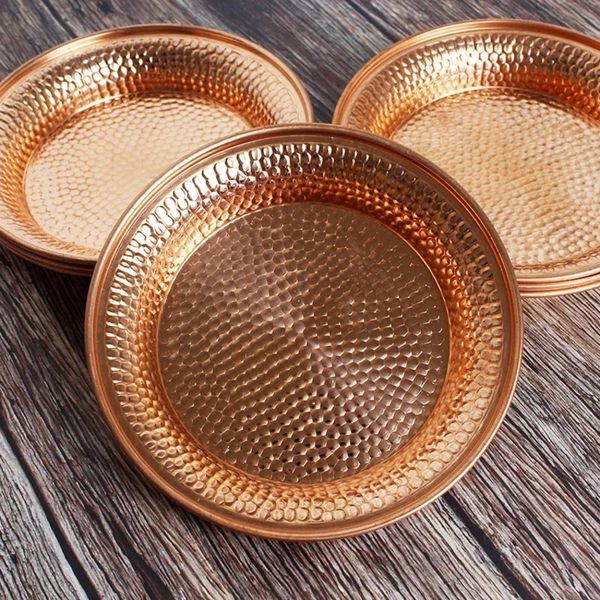 7pcs piatto per bere in rame puro ottone puro di buon auspicio collezione di tazze per acqua santa tibetana ciotola buddista regalo decorativo per la casa