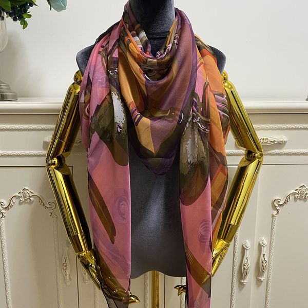 Quadratischer Schal für Damen, gute Qualität, 100 % Seide, dünnes und weiches Pint-Kornmuster, Größe 140 cm – 140 cm