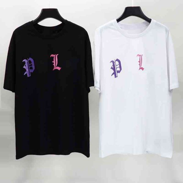 

22ss hip hop men fashion t shirt palms letter print short sleeve tshirt doll loose tshirts women round neck cotton tshirts high, White;black