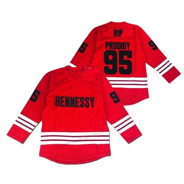 Nikivip barato por atacado #95 Mobb Deep Prodigy Hockey Hockey Jersey Homem All Stitched Red Size 2xs-3xl 4xl 5xl 6xl Qualquer Nome Número