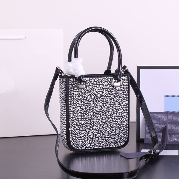 

diamond decoration crossbody bags shoulder bag good-looking genuine leather handbag simple versatile style, Black;red