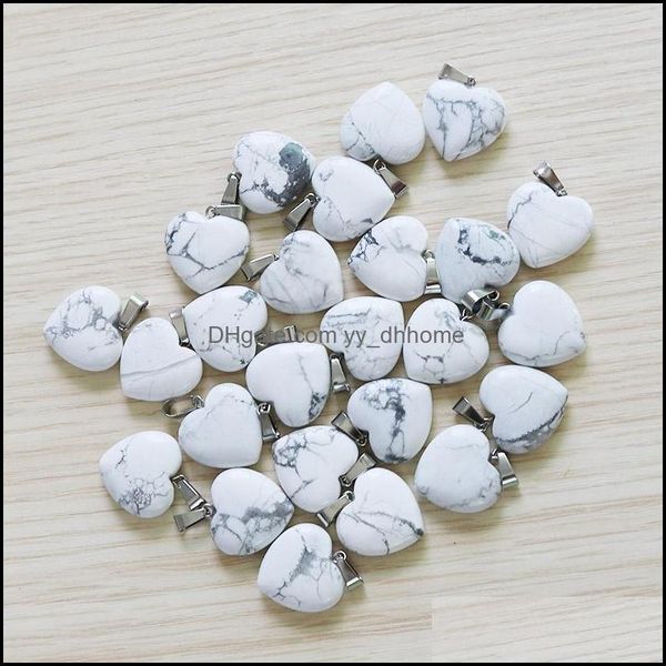 

pendant necklaces pendants jewelry natural white line loose seart stone for making charms trendy accessor dh1fk, Silver