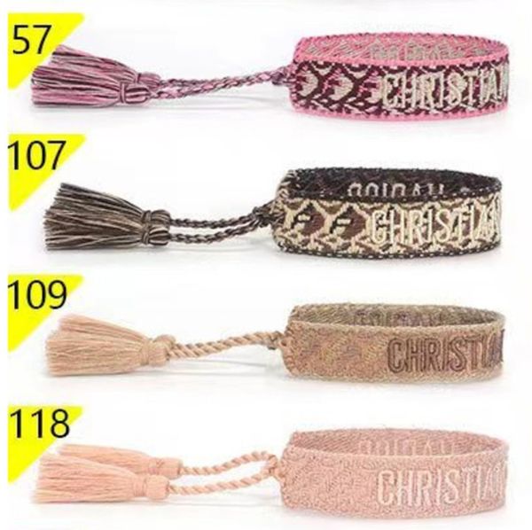 

luxury fashion brand bangles jewelry men women handmade cotton signture embroidery bracelet designers woven bangle fabrics classic bracelets, Black