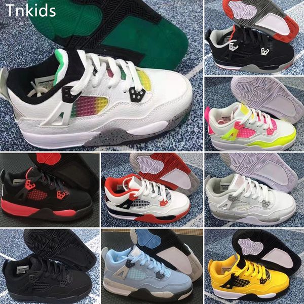 

2022 children athletic basketball shoes 4s boys girls iv training sneakers youth kids sports sneakers size 28-35, Black