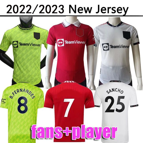

sancho fan player version 22 23 soccer jerseys rashford 2022 2023 football shirt pogba cavani b. fernandes varane fred cristiano shaw greenw, Black;yellow