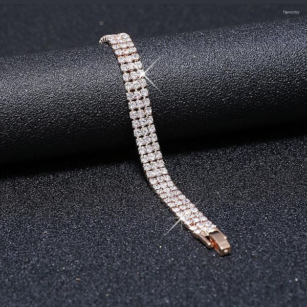 Cadeia de link Kunjoe coreana Moda Simple Crystal Rhinestone Braclet for Women Vintage Luxurty Bracelet Bangle Birle Jóias de casamento FAWN22