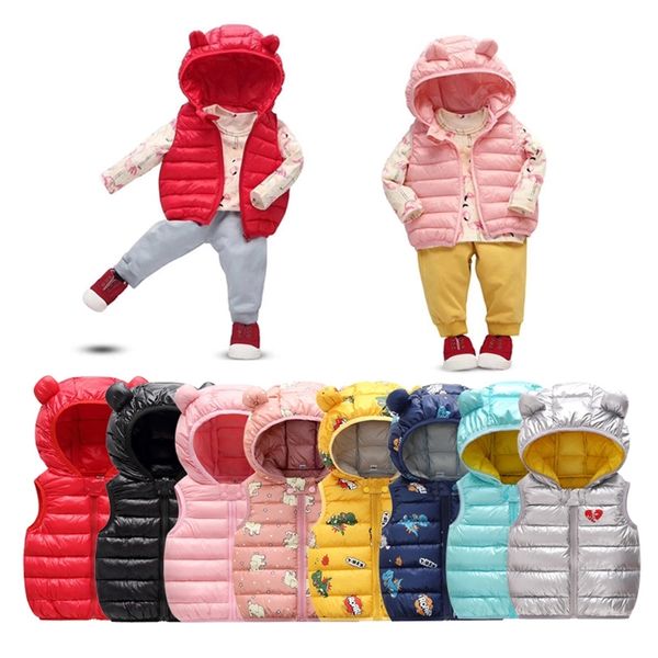 

girls warm hooded down vest baby thicken waistcoat kids outerwear vest children clothing boys girls autumn jackets vest lj201130, Camo