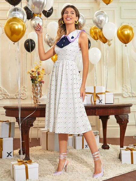 

x candy moth frilled peter pan collar allover heart print dress s4va#, Black;gray