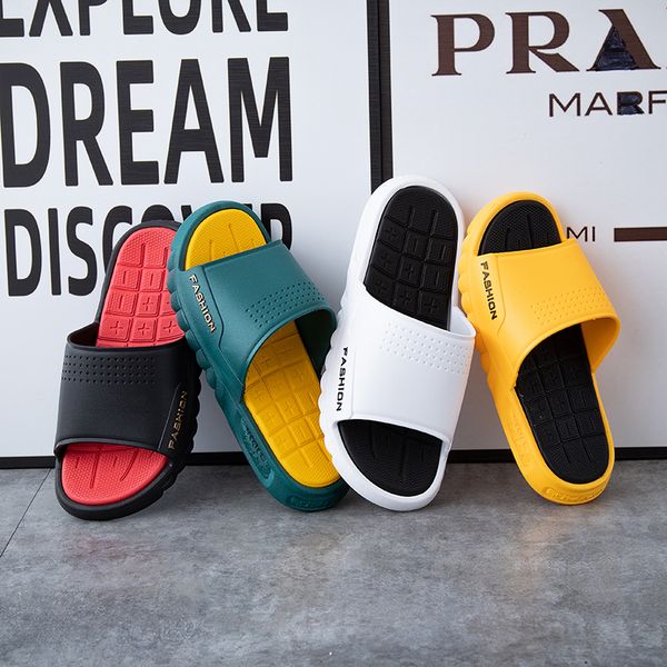 

summer pvc men sports slippers designer casual fashion outdoor pool beach shoe non-slip thick slippers home dormitory flip flops, Black